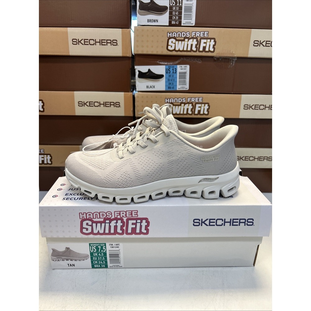 Skechers Swift Fit Sneaker Womens 7.5 Tan Hands Free Slip On 1961240